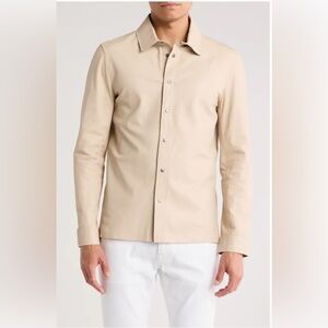 John Varvatos Leather Snap Front Shirt Jacket Mens Size EU 48 USA 38 BNWT $698